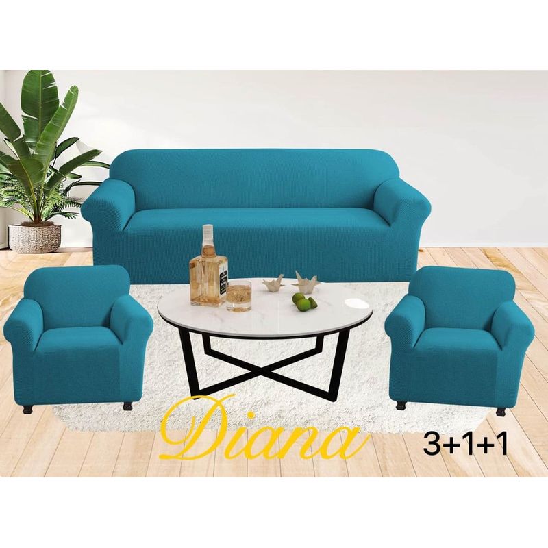 ANGELES DEL HOGAR - FUNDA FUTON ELEGANTE DIANA 3 +1+1  AZUL
