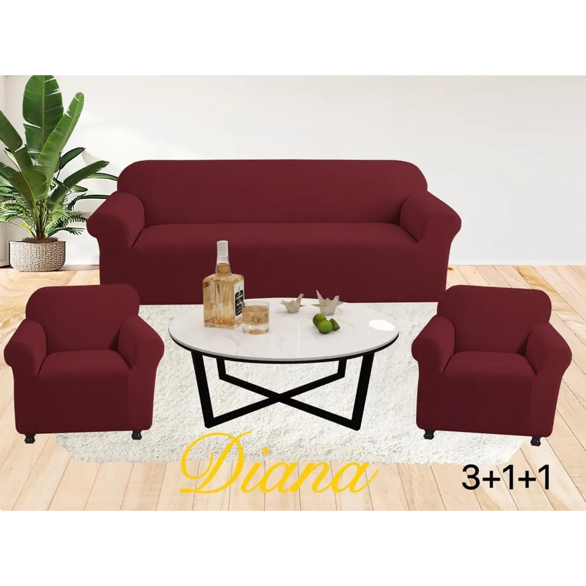 ANGELES DEL HOGAR - FUNDA FUTON ELEGANTE DIANA 3 +1+1  BURDEO