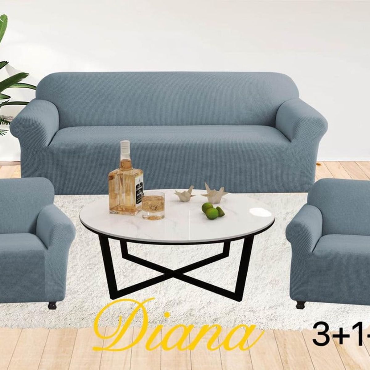 ANGELES DEL HOGAR - FUNDA FUTON ELEGANTE DIANA 3 +1+1  GRIS