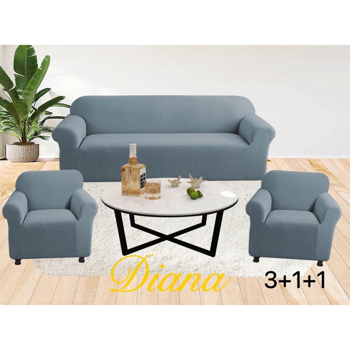 ANGELES DEL HOGAR - FUNDA FUTON ELEGANTE DIANA 3 +1+1  GRIS