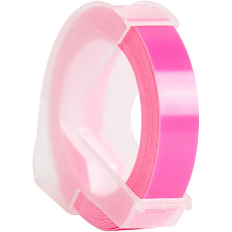 GENERICO - Cinta PVC texto 3D para Etiquetadora DYMO, 9mm x 3m - Rosa - S M