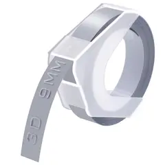 GENERICO - Cinta PVC texto 3D para Etiquetadora DYMO, 9mm x 3m - Gris - S M