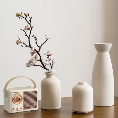 Imagen 2 del producto Set 3 Floreros cerámica Adornos 6/12/21 cm Estilo nórdico Blanco