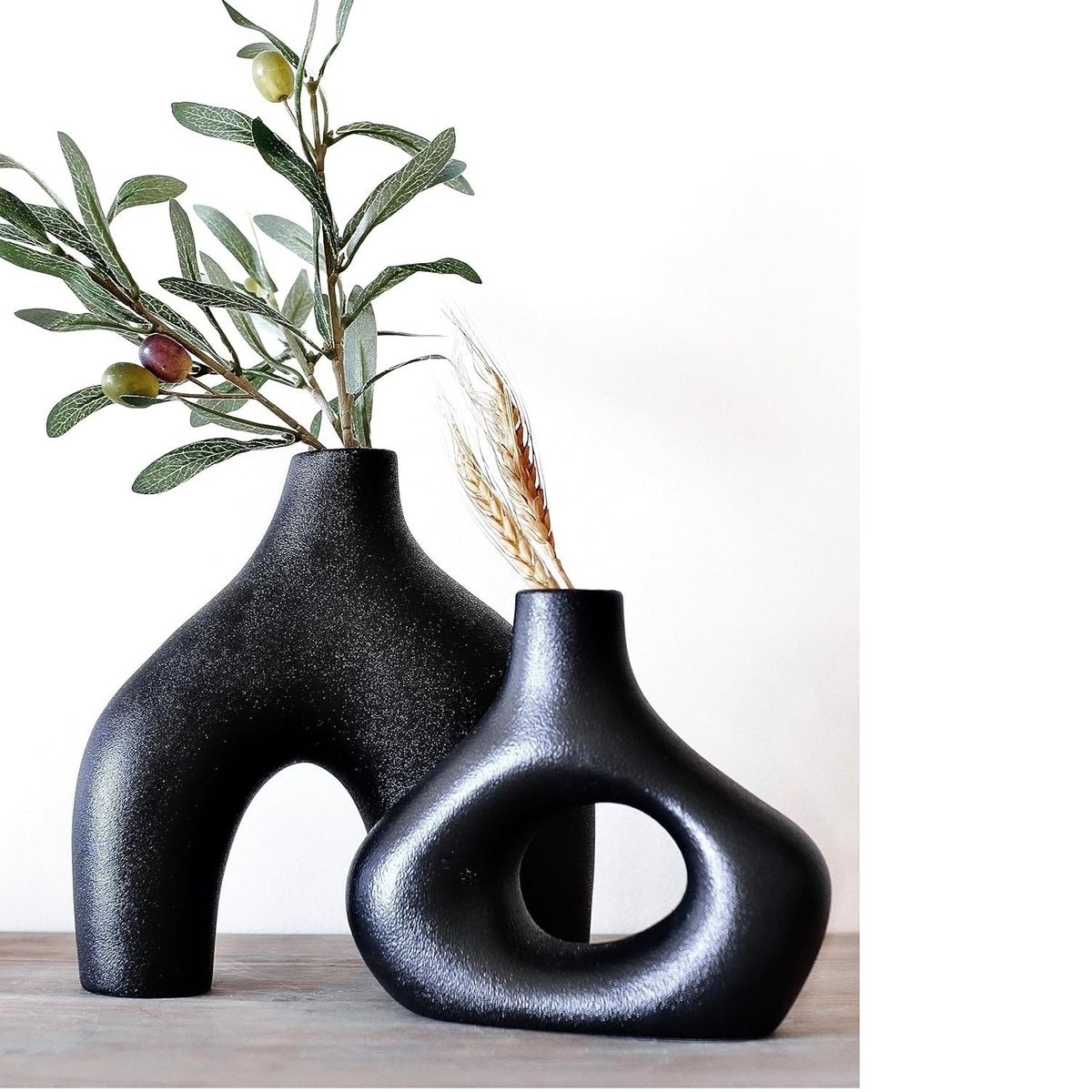 TATEE - set 2 Floreros cerámica Adornos14/20 cm negro