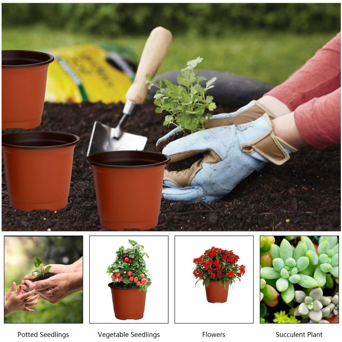 KUANGYE - Pack 80 Maceteros De Plástico 14 cm