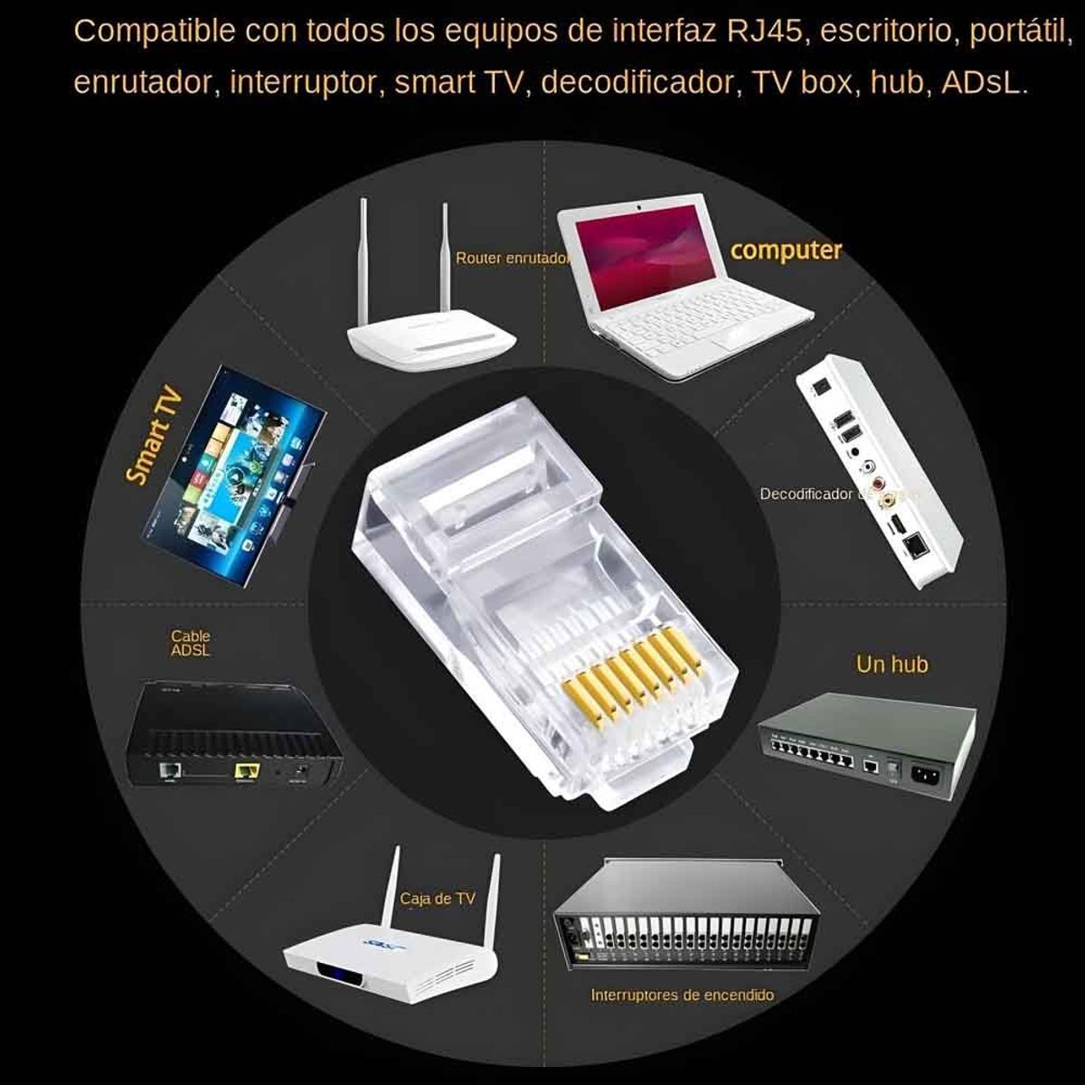 Conector Rj45 Cat6 Pass Thru 10 Uni, marca GENERICO - Foto 2
