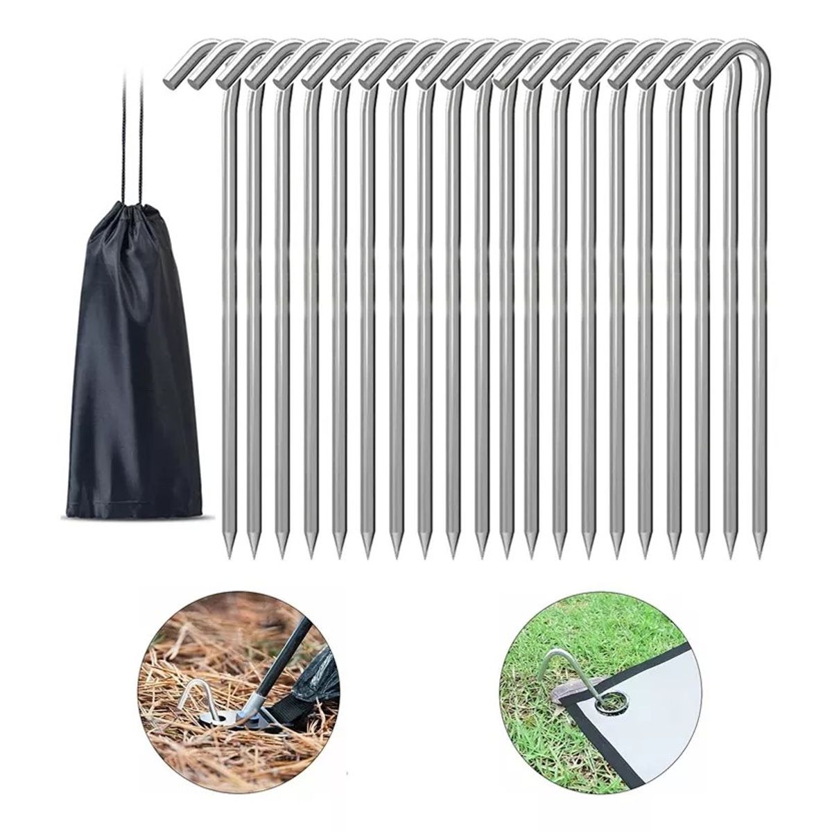 KUANGYE - Estacas Camping Tienda De Campaña 18cm 20 Unidades