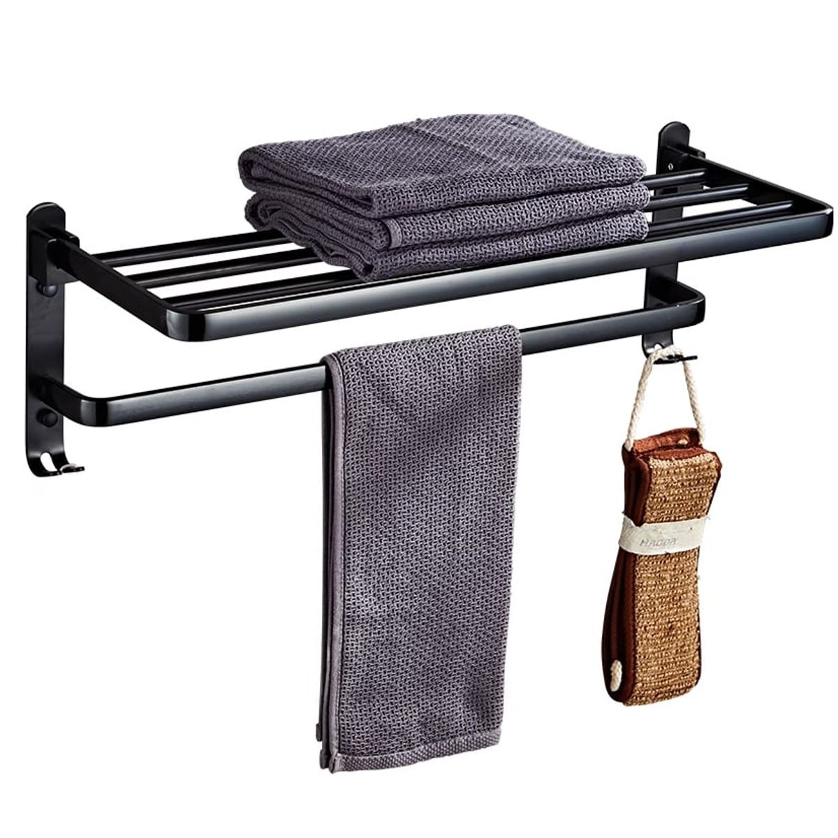 KUANGYE - Soporte Plegable De Pared Para Toallas Aluminio Con Gancho