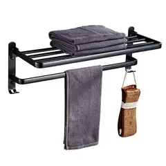 KUANGYE - Soporte Plegable De Pared Para Toallas Aluminio Con Gancho