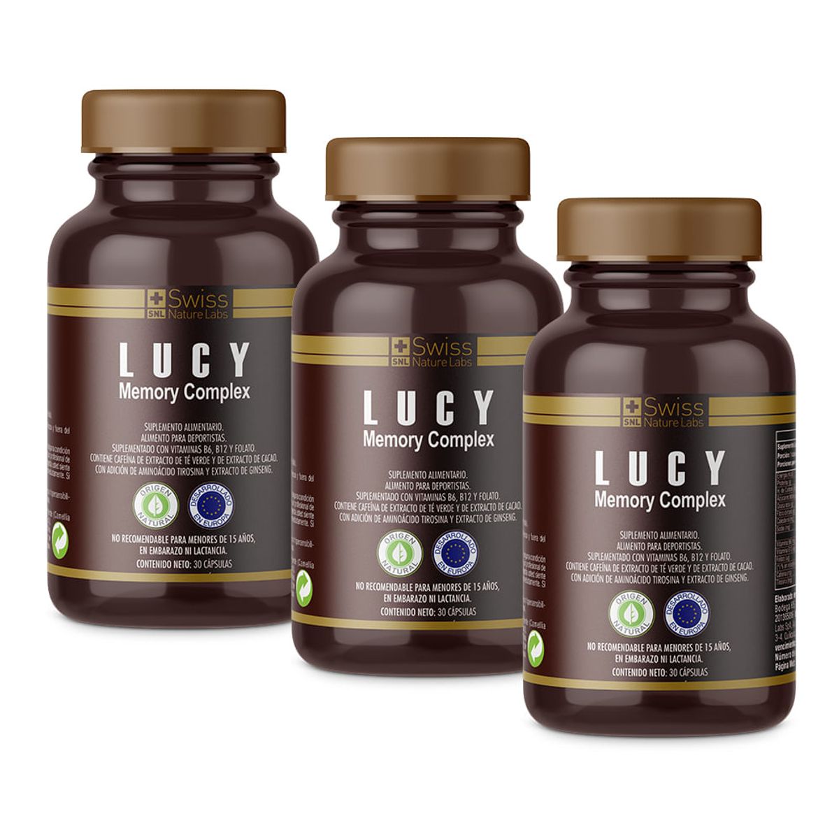 LUCY MEMORY - Pack 3 Suplemento Alimenticio Lucy Memory para Memoria y Enfoque