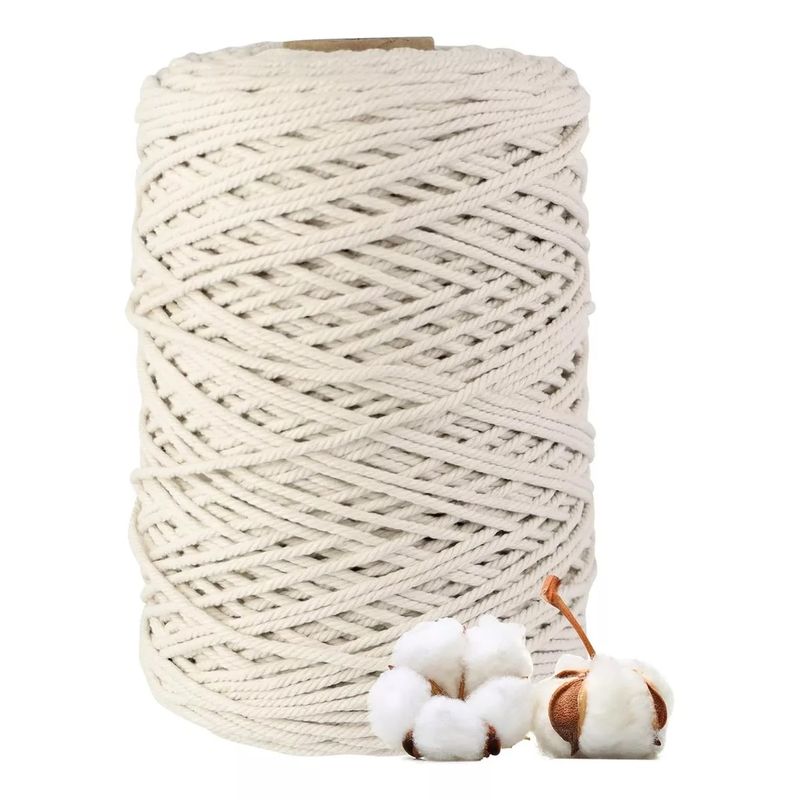 KUANGYE - Cordón Macramé Torcido 3mm 300 Metros 1kg 100% Algodón