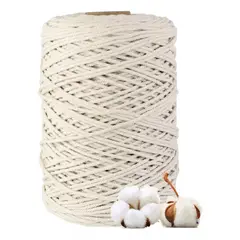 KUANGYE - Cordón Macramé Torcido 3mm 300 Metros 1kg 100% Algodón