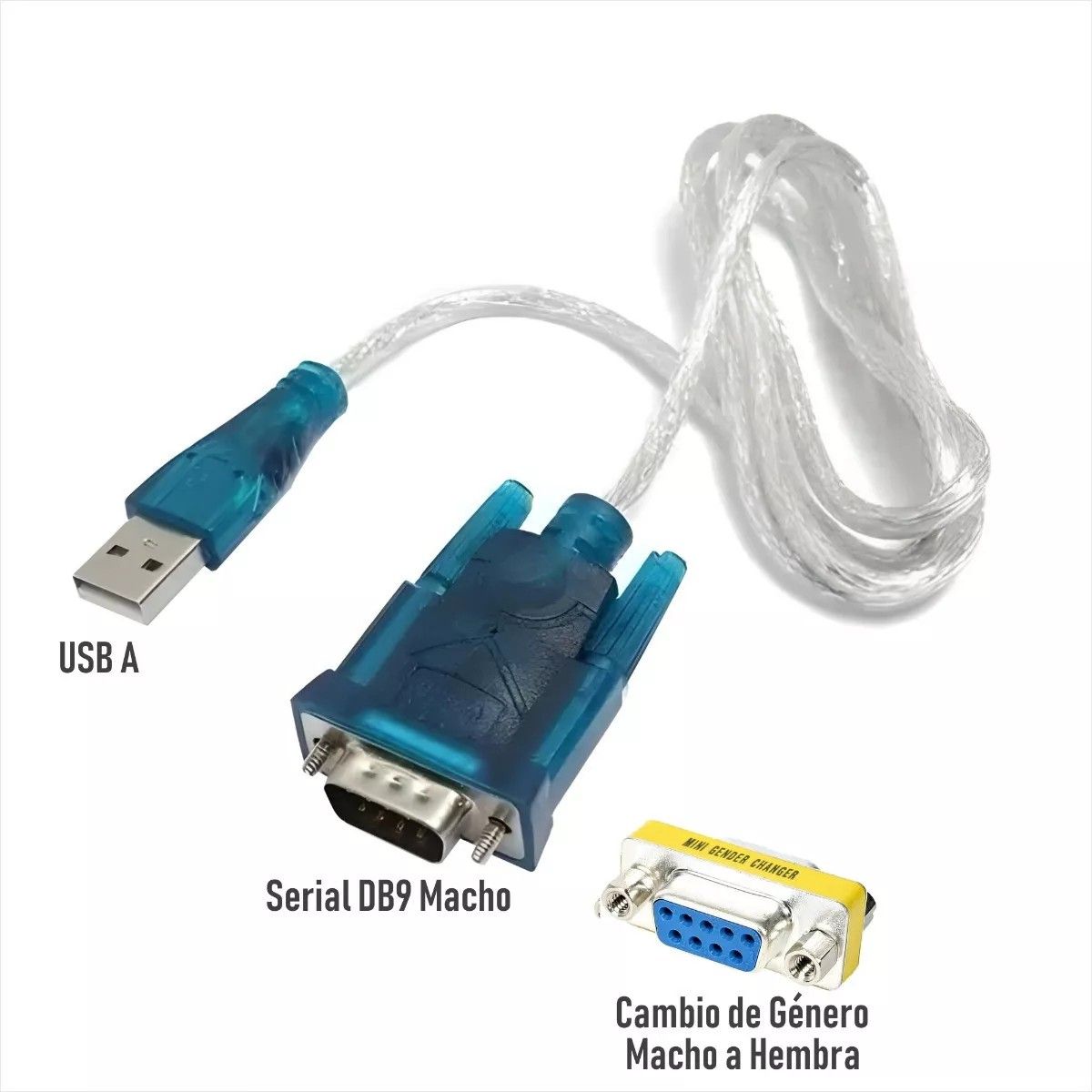 KUANGYE - Cable Adaptador Usb A Serial Rs232 O Db9 + Cambio De Género