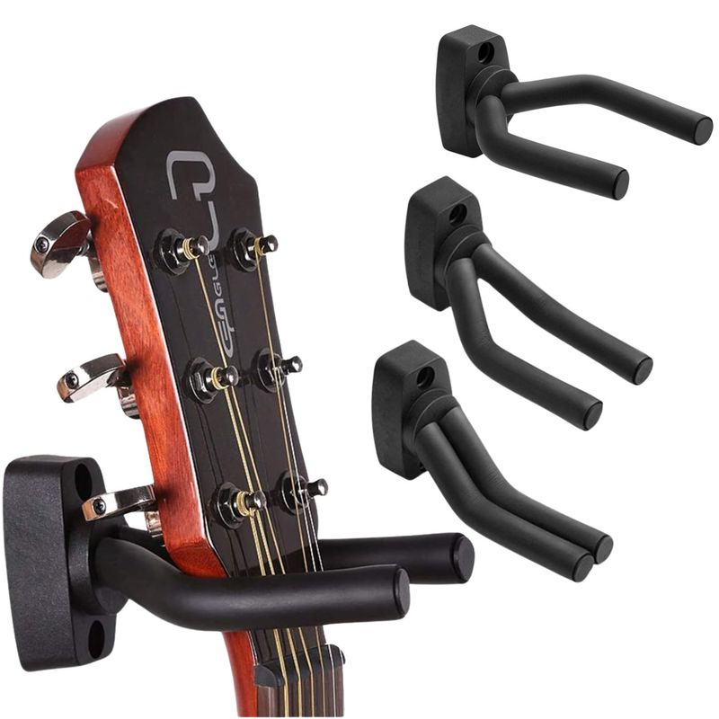 GENERICO - Pack 4 Soporte Guitarra Pared Colgador Bajo Y Ukelele Negro