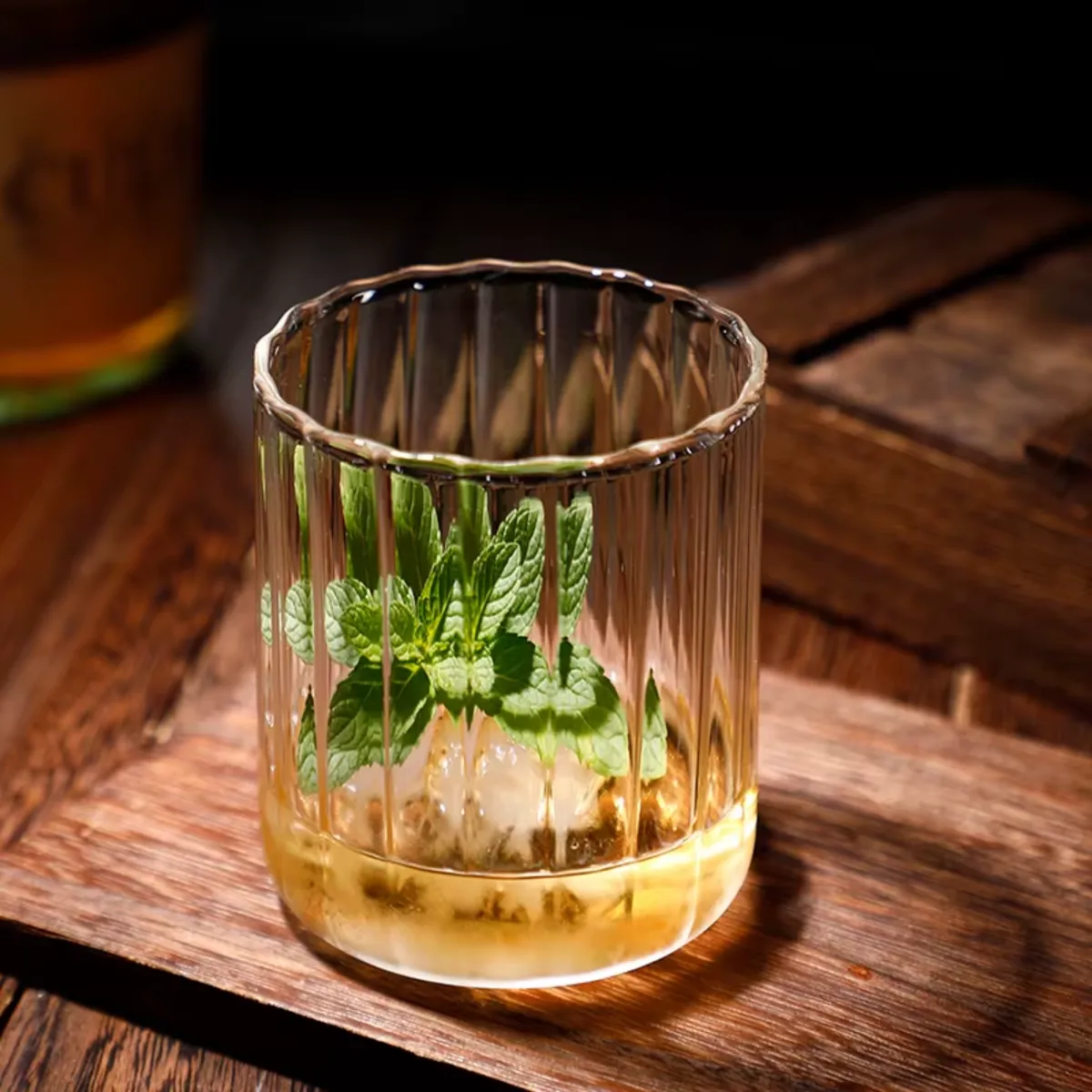 SANTU HOME & DECO - Set 4 Vasos De Vidrio Vertical Chic 350ml Mug Coctel Bebidas