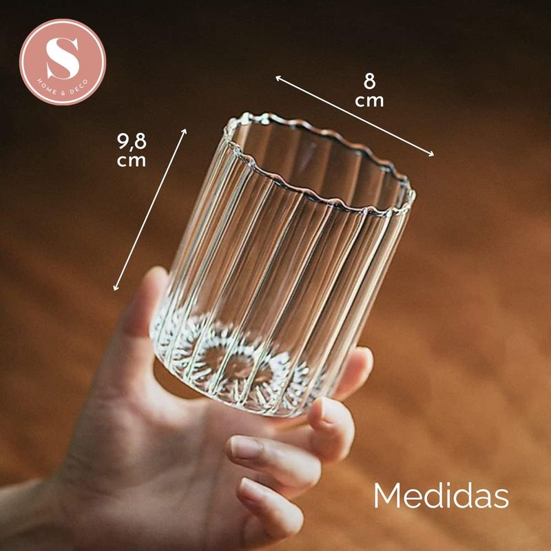 SANTU HOME & DECO - Set 4 Vasos Vidrio Vertical Chic 450ml