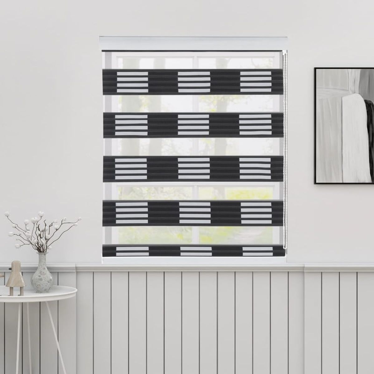 ANGELES DEL HOGAR - CORTINA ROLLER DUO DOBLE COLOR NEGRO CON BLANCO 160X200