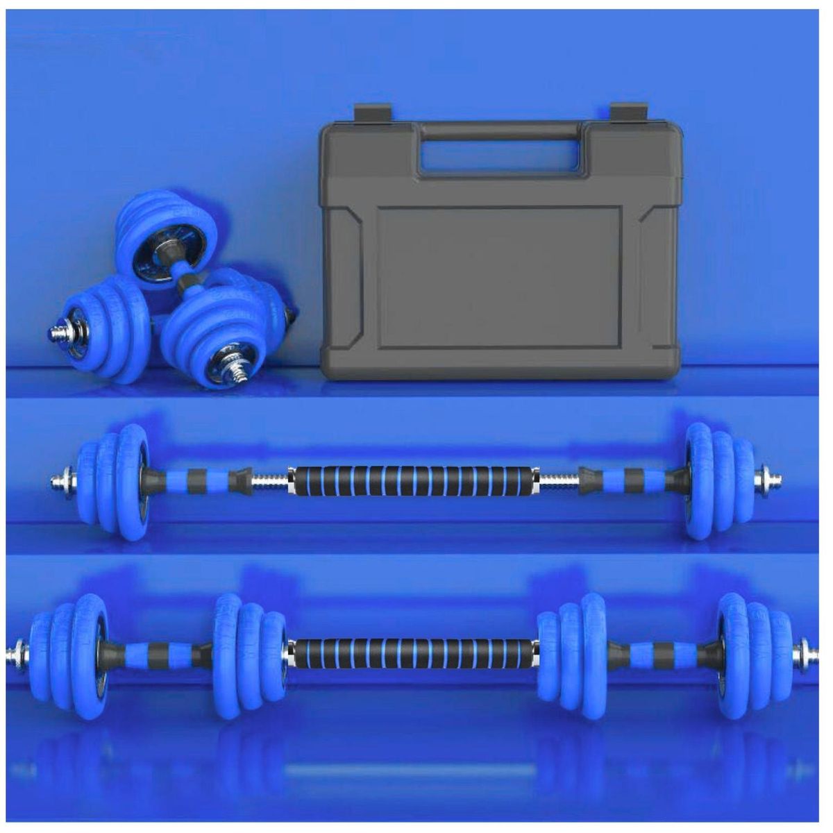 YEP S - Set Mancuernas De Metal Cromadas 30 Kg Con Barra