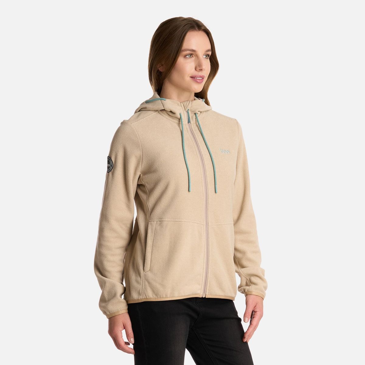 LIPPI - Polar Mujer Stripes Nano-F Full Zip Hoody Crudo Lippi