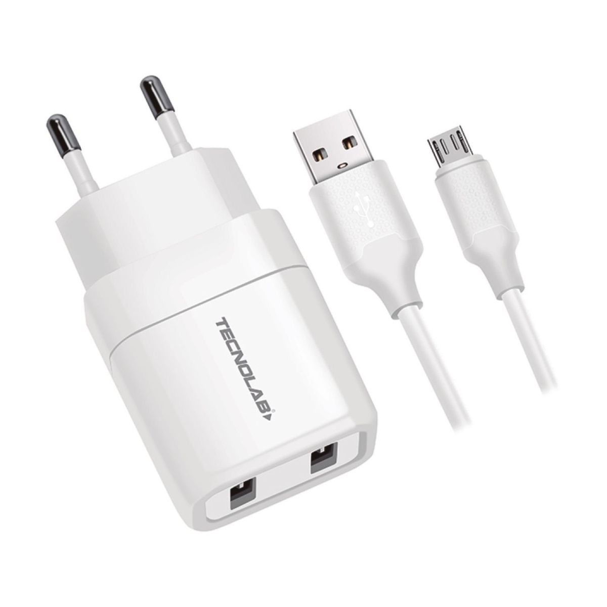 TECNOLAB - Cargador De Pared Usb Doble Con Cable Micro Usb 24a - SC