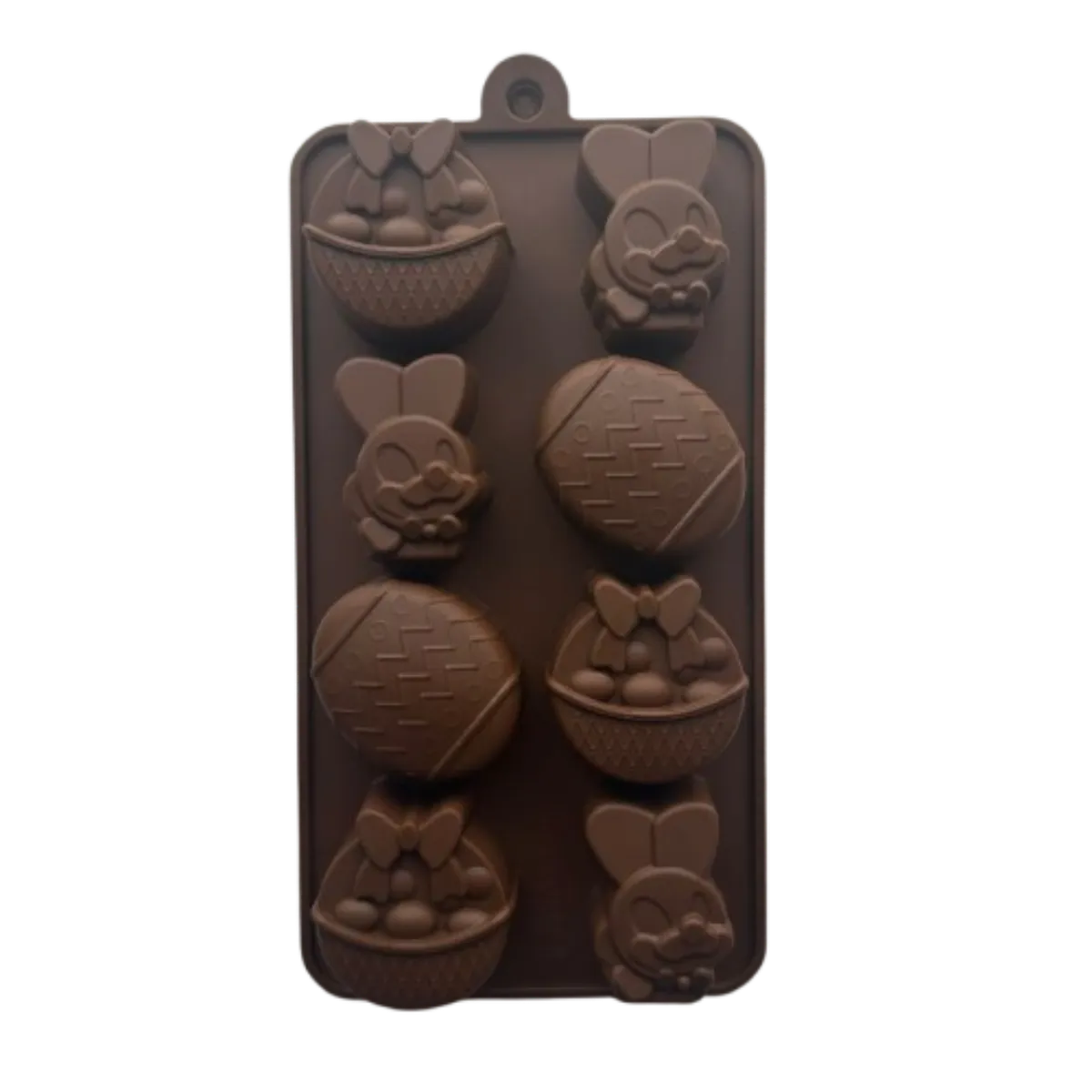 GENERICO - Molde Silicona Huevitos Conejos y Canastas 8 cav