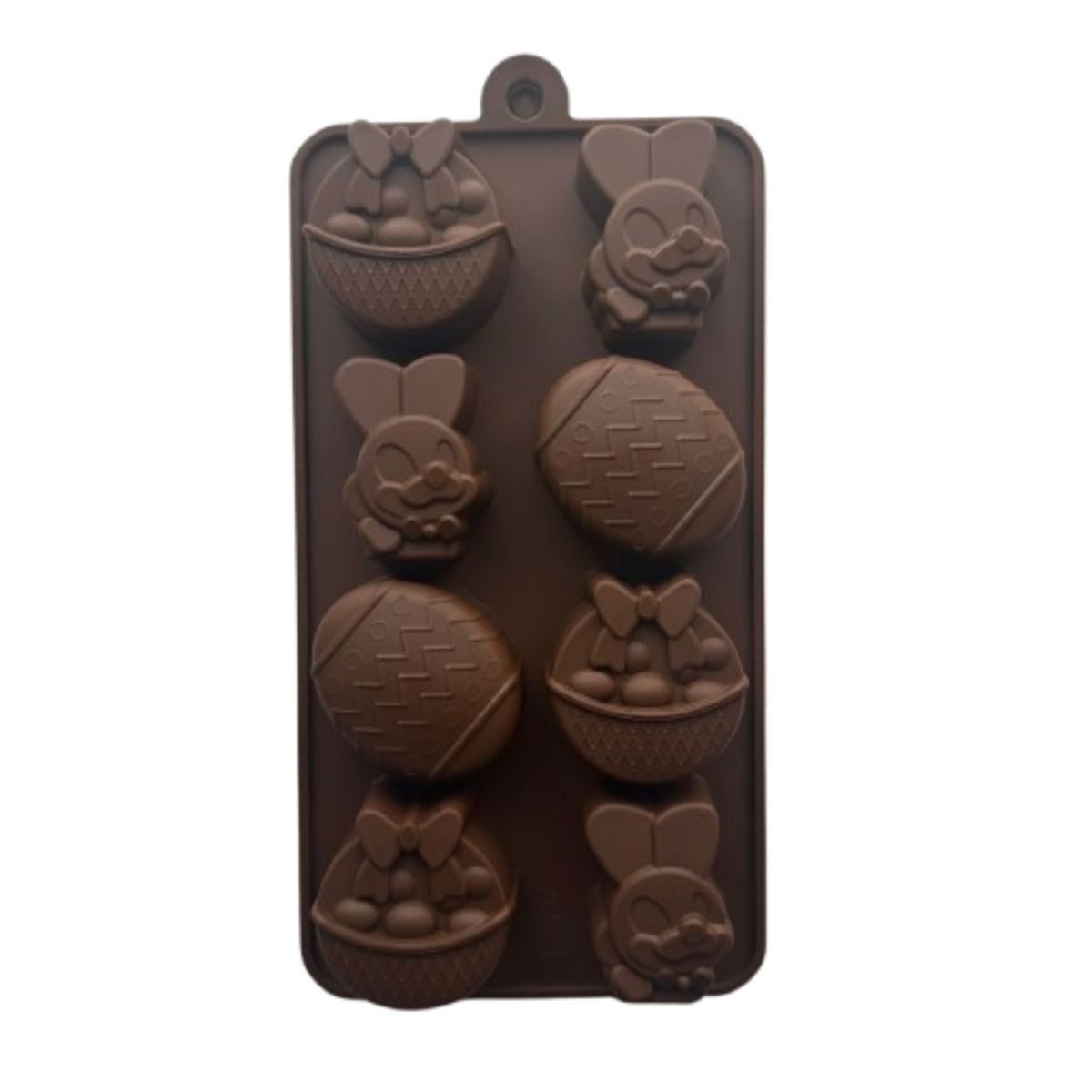 GENERICO - Molde Silicona Huevitos Conejos y Canastas 8 cav