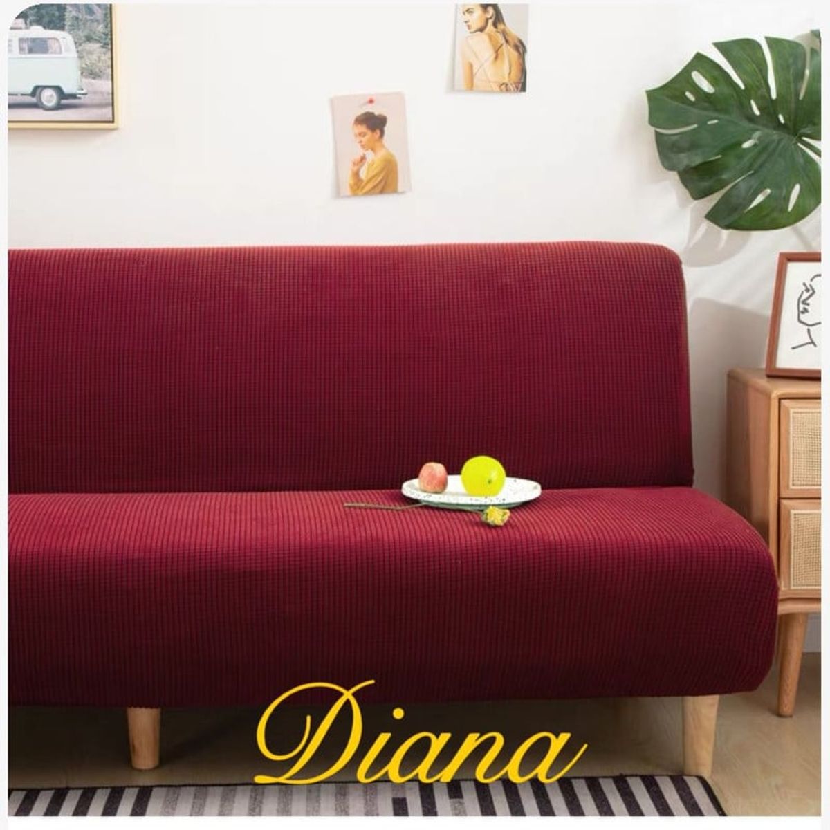 ANGELES DEL HOGAR - FUNDA FUTON ELEGANTE DIANA 3 CUERPOS BURDEO