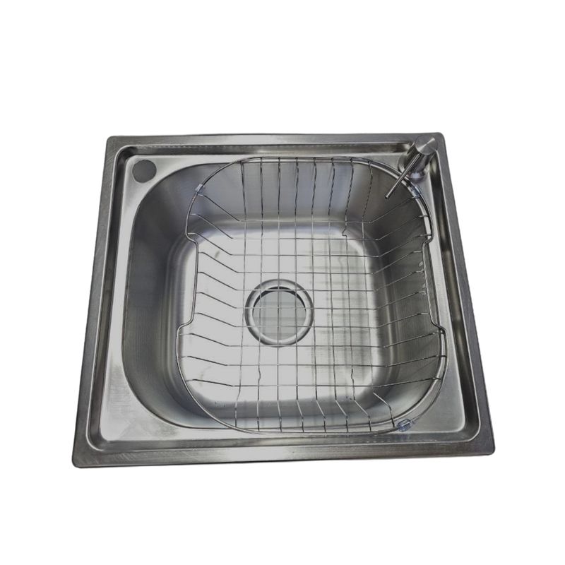 MODERN SPACE - Lavaplatos 46x41 Cm Para Empotrar Con Rejilla Y Dispensador Plateado