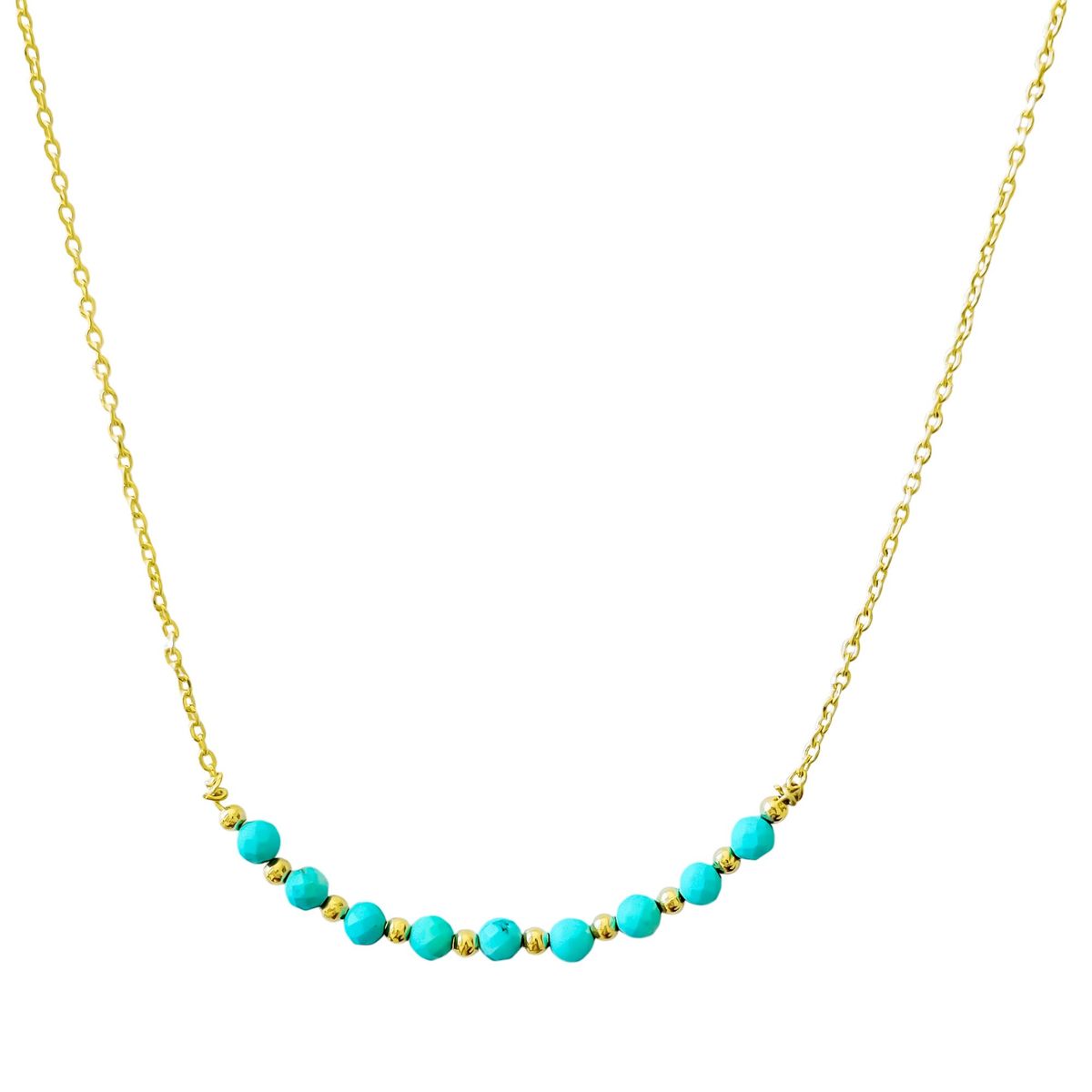 COGGIOLA - Collar Turquesa Facetado 3mm Cadena Enchapado Oro 18K
