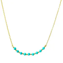 ANDREA COGGIOLA JOYAS - Collar Turquesa Facetado 3mm Cadena Enchapado Oro 18K