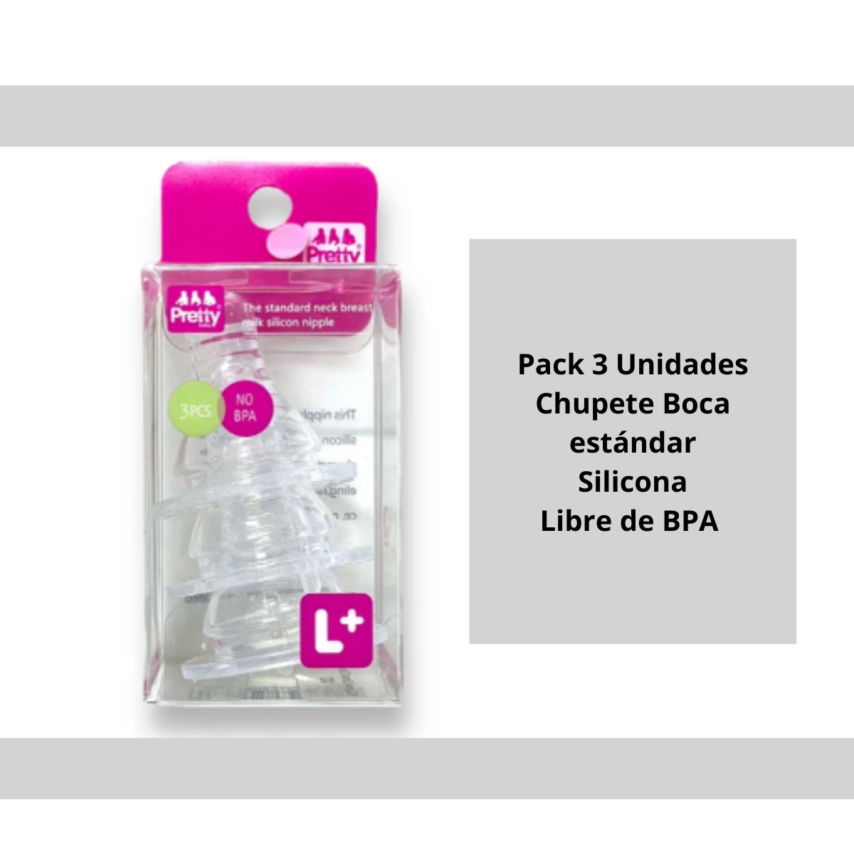 GENERICO - Pack 3 Repuestos Tetina Chupete Boca Estándar Mamadera Bebé