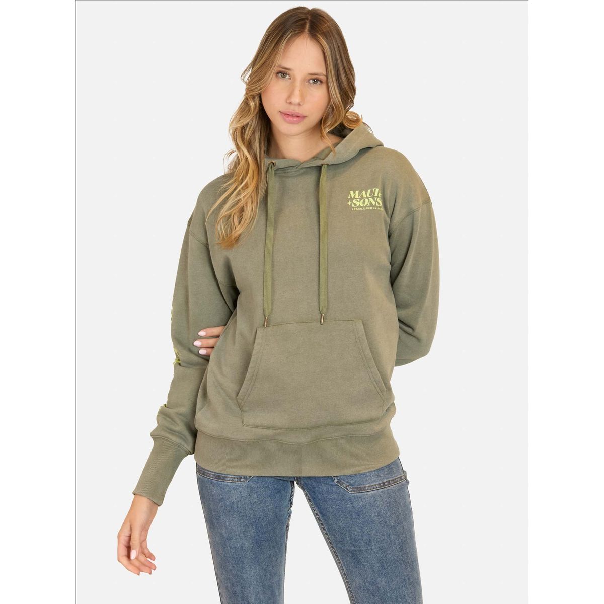 MAUI AND SONS - Poleron Canguro Rush Verde Mujer Maui And Sons - Verde