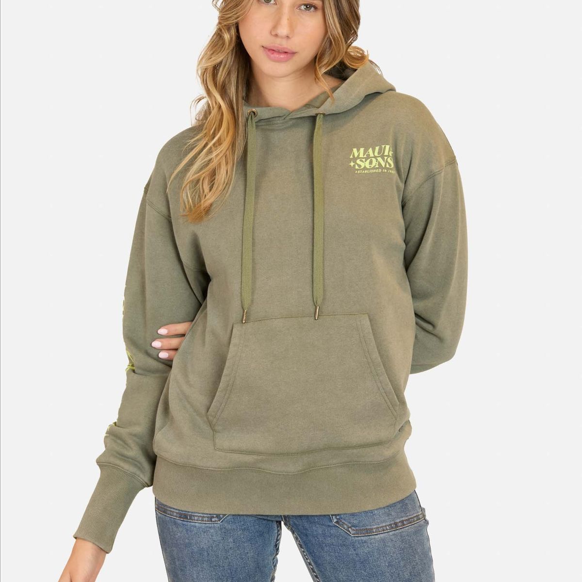 MAUI AND SONS - Poleron Canguro Rush Verde Mujer Maui And Sons - Verde