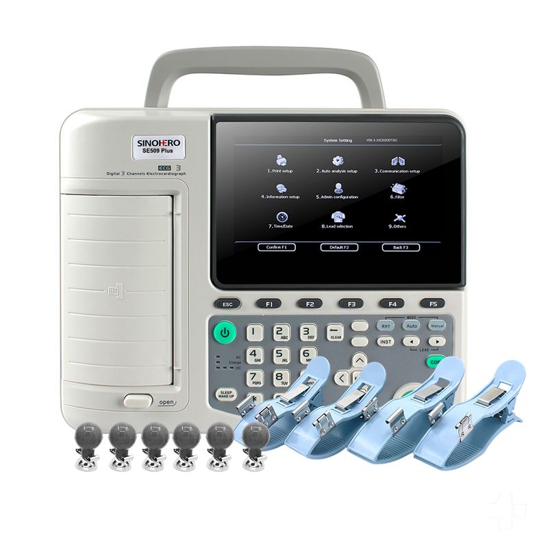 SINOHERO - Electrocardiógrafo 3 Canales Sinohero ECG SE509 Plus Conectividad WiFi
