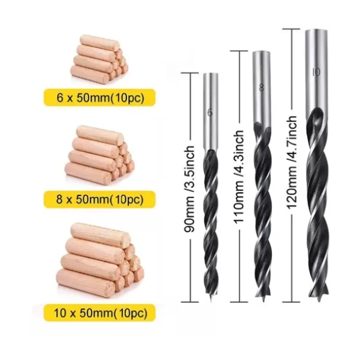 ESHOPANGIE - Guia Plantilla Para Tarugos Madera 6-8-10 Mm + Brocas