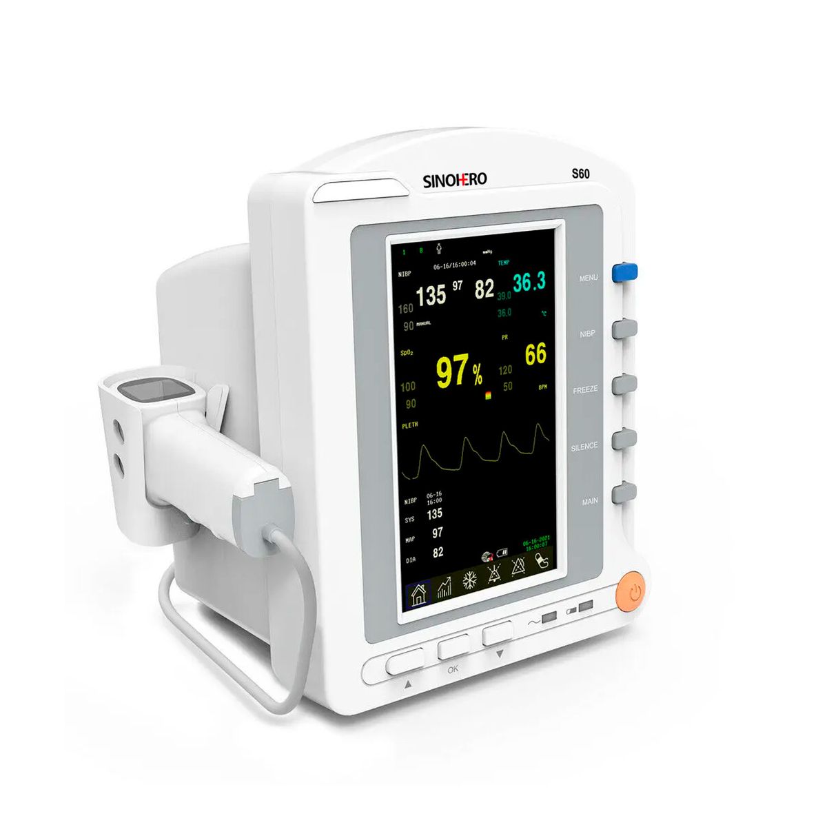 SINOHERO - Monitor de Signos Vitales Sinohero S60 con Termómetro Infrarrojo