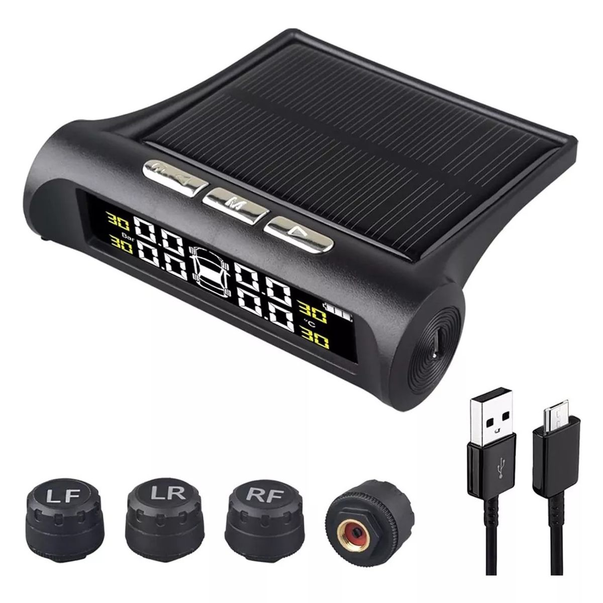 MUNDO MAGIA - Sistema Monitoreo Presión Neumáticos Auto Carga Solar Tpms