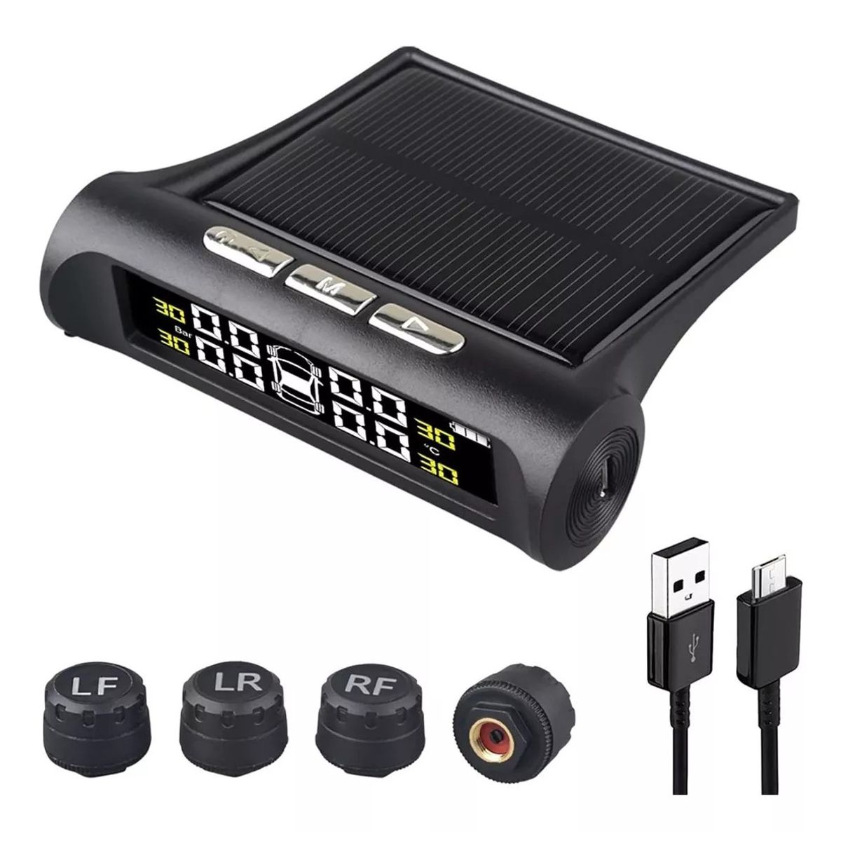 MUNDO MAGIA - Sistema Monitoreo Presión Neumáticos Auto Carga Solar Tpms