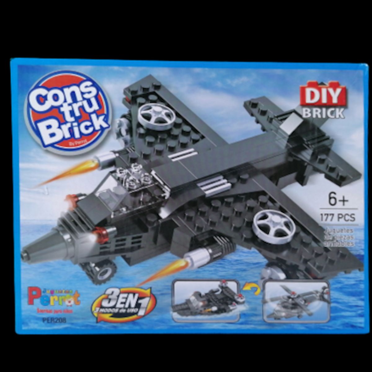PERROT - Construbrick Avión de Combate 3 en 1 Juguetes Perrot