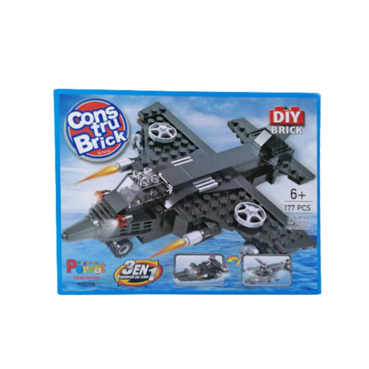 PERROT - Construbrick Avión de Combate 3 en 1 Juguetes Perrot