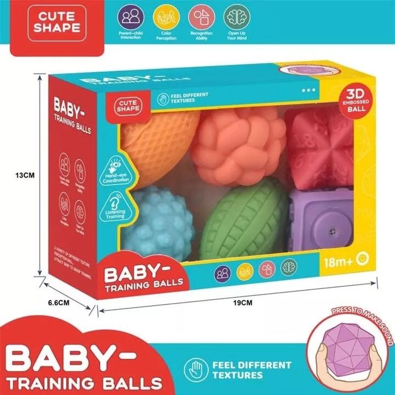 GENERICO - Soft Balls 6 Pelotas Sensoriales Texturizadas Para Bebes 3d