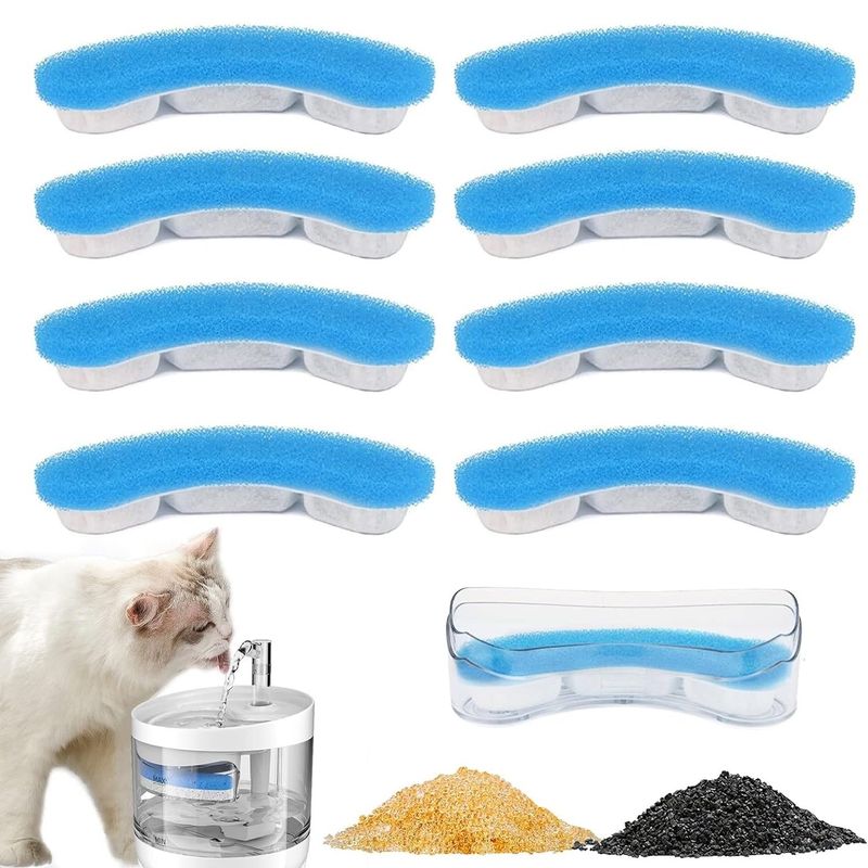 GENERICO - Pack 8 Filtros Fuente Agua Bebedero Gatos Perro