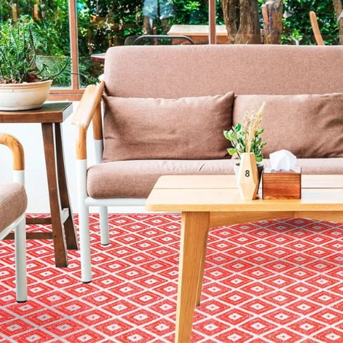 TREETOP - Alfombra de exterior de 1.5 x 2.4 m color naranja