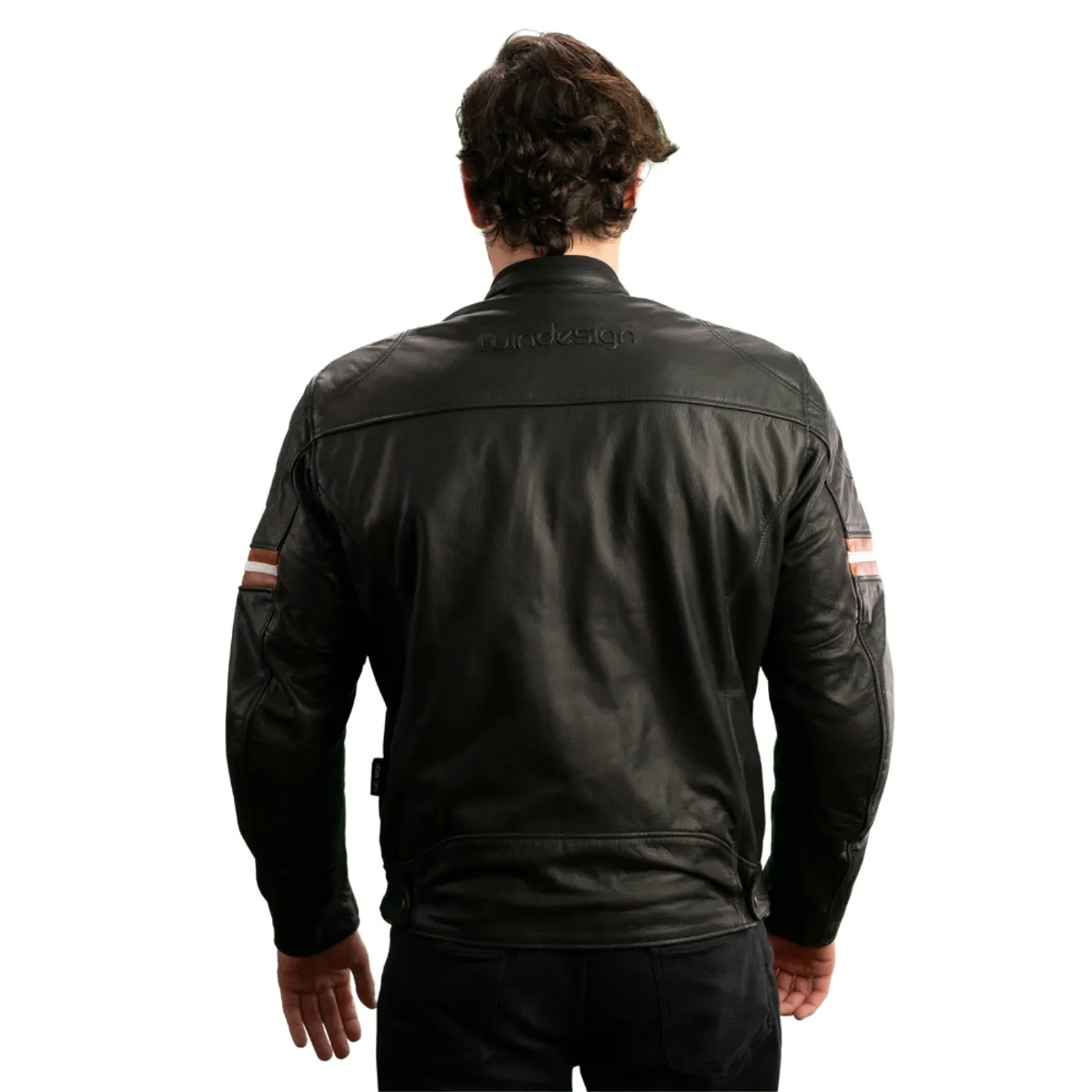 WINDESIGN - Chaqueta Moto Cuero genuino con protecciones