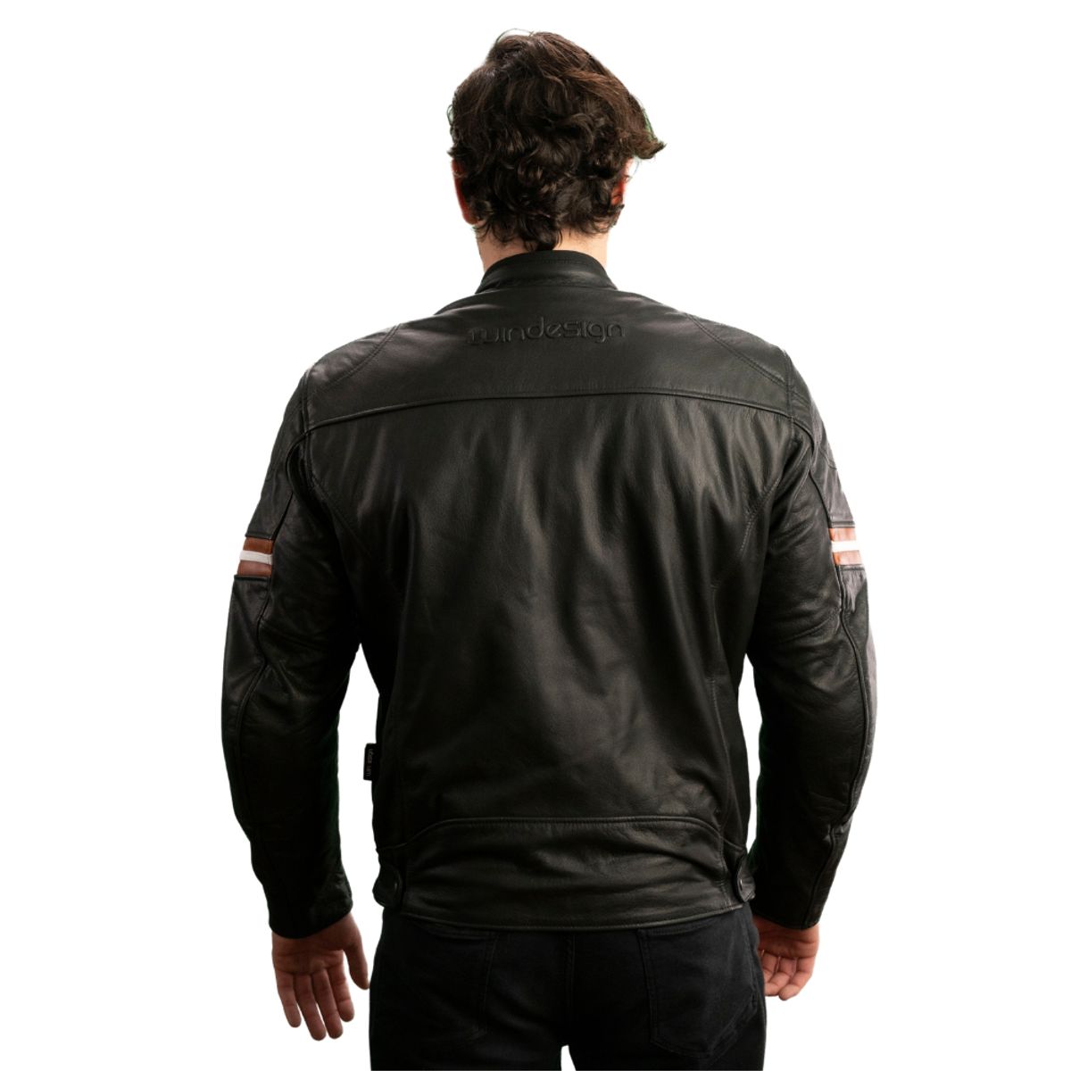 WINDESIGN - Chaqueta Moto Cuero genuino con protecciones