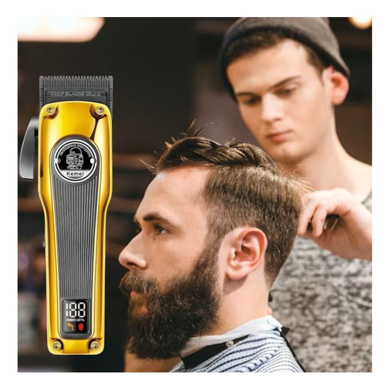 KEMEI - Maquina Cortadora De Pelo Kemei Barberia Km-1825 Color Dorado
