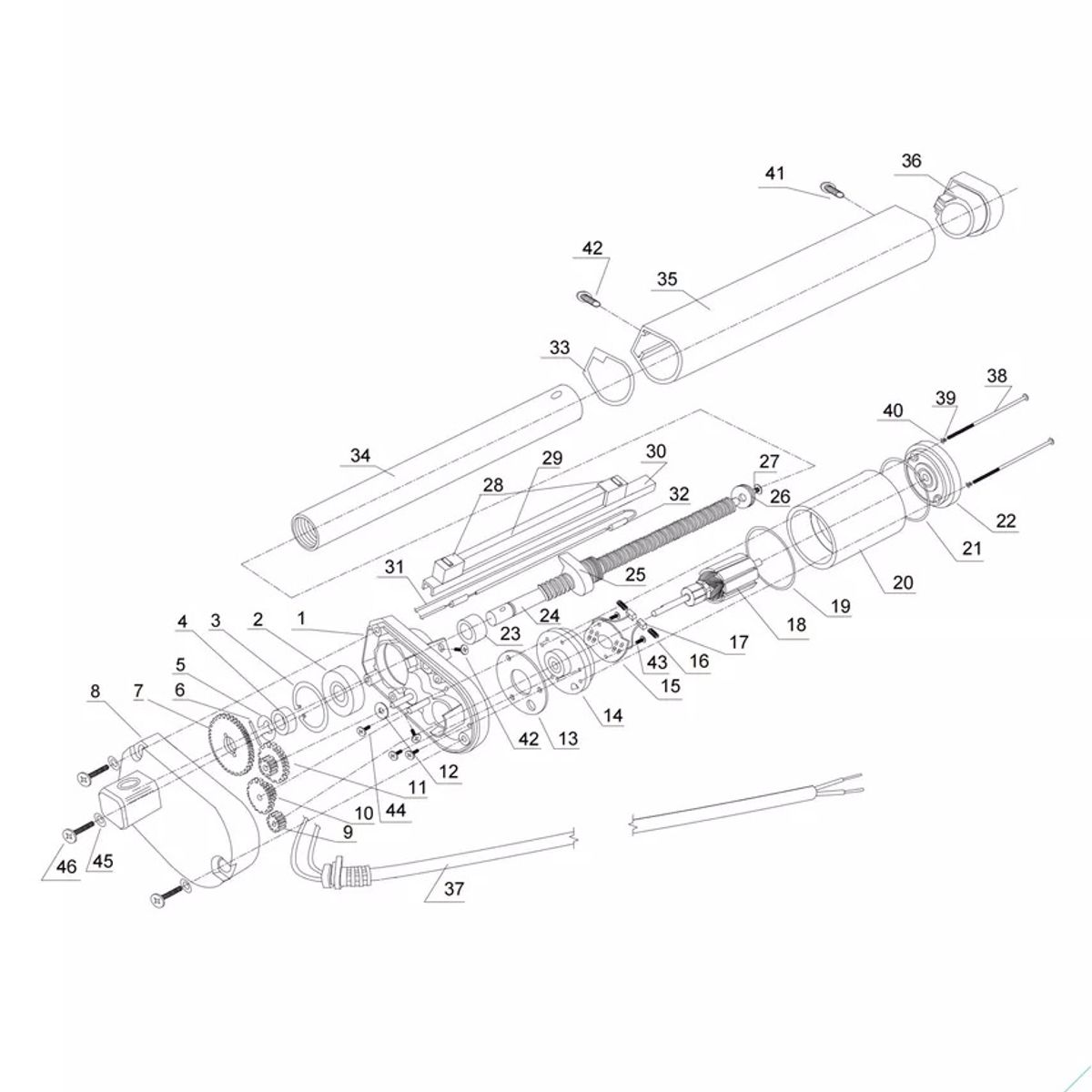 GENERICO - Actuador Lineal Dc 12v Extensión 100cm Elevador Eléctrico