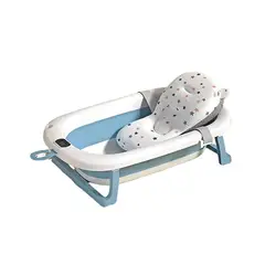 GENERICO - Bañera Plegable de Bebe con Termometro y Cojin Azul