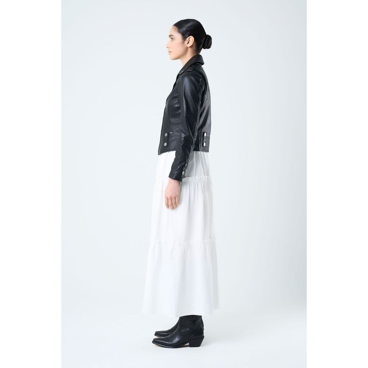 VELEZ - Vélez Chaqueta Biker Royal De Cuero Mujer Fit Ajustado Negro