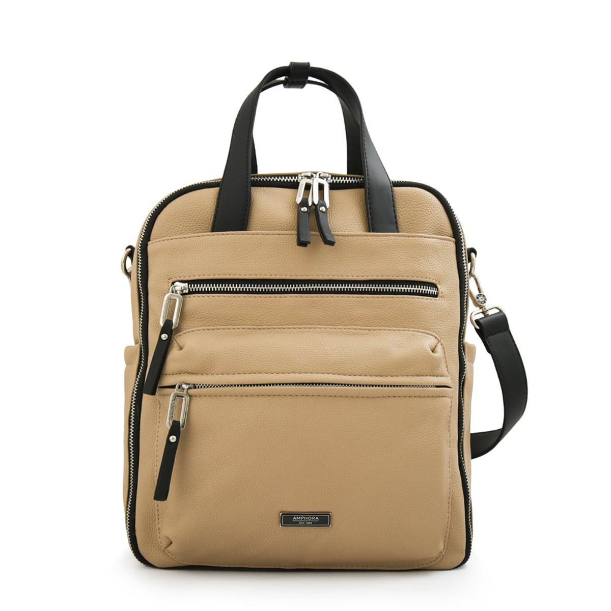 AMPHORA - Mochila joselina mediana beige oscuro